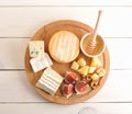 Cheese plate - various types of cheese, honey and figs