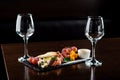 Cheese platter - appetizer for wine Royalty Free Stock Photo