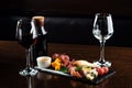 Cheese platter - appetizer for wine Royalty Free Stock Photo