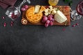 Cheese platter and wine Royalty Free Stock Photo