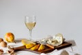 Cheese platter with blue cheese and pear. Wine snack. Italian cuisine. Vegetarian food. Healthy eating