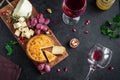 Cheese platter and wine Royalty Free Stock Photo