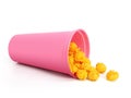 Cheese popcorn in pink cup isolated on white background Royalty Free Stock Photo