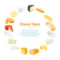 Cheese Product Dairy Banner Card Circle. Vector