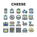 Cheese Production Collection Icons Set Vector