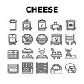 Cheese Production Collection Icons Set Vector