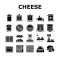 Cheese Production Collection Icons Set Vector