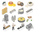 Cheese Production Icons Collection Royalty Free Stock Photo