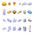 Cheese production icons set, isometric style Royalty Free Stock Photo