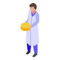 Cheese production worker icon, isometric style