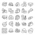 Cheese products line icon set