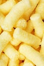 Cheese puff. Cheese puffs snack background texture food pattern. Royalty Free Stock Photo