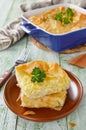 Cheese puff pie from unleavened dough