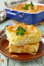 Cheese puff pie from unleavened dough