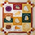 Cheese Quilt: A Cozy Patchwork of Dairy Delights and Stitched Charm Royalty Free Stock Photo