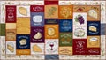 Cheese Patchwork Quilt: A Whimsical Blend of Dairy Delights and Stitched Charm Royalty Free Stock Photo