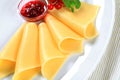 Cheese and red currant sauce Royalty Free Stock Photo