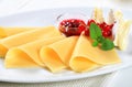 Cheese and red currant sauce Royalty Free Stock Photo