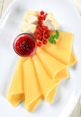 Cheese and red currant sauce Royalty Free Stock Photo
