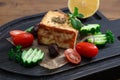Cheese Saganaki, Greece appetizer Royalty Free Stock Photo