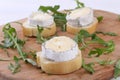 Cheese Saint-Mor-de-Touren on white wooden background