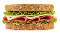 Cheese, Salami, and Lettuce Sandwich on White Royalty Free Stock Photo