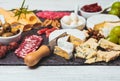 Cheese and salami plate Royalty Free Stock Photo