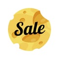 Cheese Sale label round shape on white background