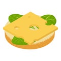 Cheese sandwich icon isometric vector. Sandwich with cheese slice and spinach