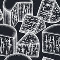 Cheese seamless pattern background design. Engraved style. Hand drawn gorgonzola. Royalty Free Stock Photo