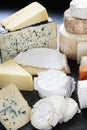 Cheese selection on slate platter Royalty Free Stock Photo