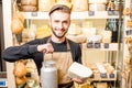 Cheese seller portrait Royalty Free Stock Photo