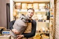 Cheese seller portrait Royalty Free Stock Photo