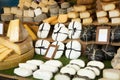 Cheese at shop stand Royalty Free Stock Photo