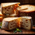 Cheese, Slice of fresh gourmet cheese, dairy milk food