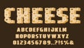 Cheese slice isolated alphabet collection.Vector typeface alphabet.