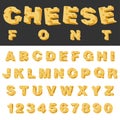 Cheese slice letters and numbers latin font