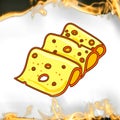 Cheese slices on a burning paper background Royalty Free Stock Photo
