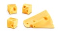 Cheese slices 3d realistic vector illustration