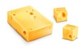 Cheese slices 3d realistic vector illustration