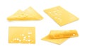 Cheese slices 3d realistic vector illustration