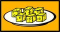 Cheese snack dish vector illustration