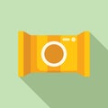 Cheese snack pack icon flat vector. Fast food packet