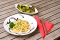 Cheese spaetzle on a plate Royalty Free Stock Photo