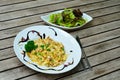 Cheese spaetzle on a plate Royalty Free Stock Photo