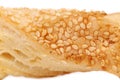 Cheese stick cracker with sesame seeds. Close up. Royalty Free Stock Photo