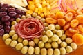 cheese on table with snacks - party buffet with various savory foods Royalty Free Stock Photo