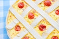 Cheese tart with cherry tomatoes Royalty Free Stock Photo