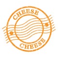 CHEESE, text written on orange postal stamp