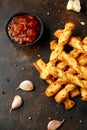 Cheese Twist Sticks with garlic, parmesan and chutney. party food snacks Royalty Free Stock Photo